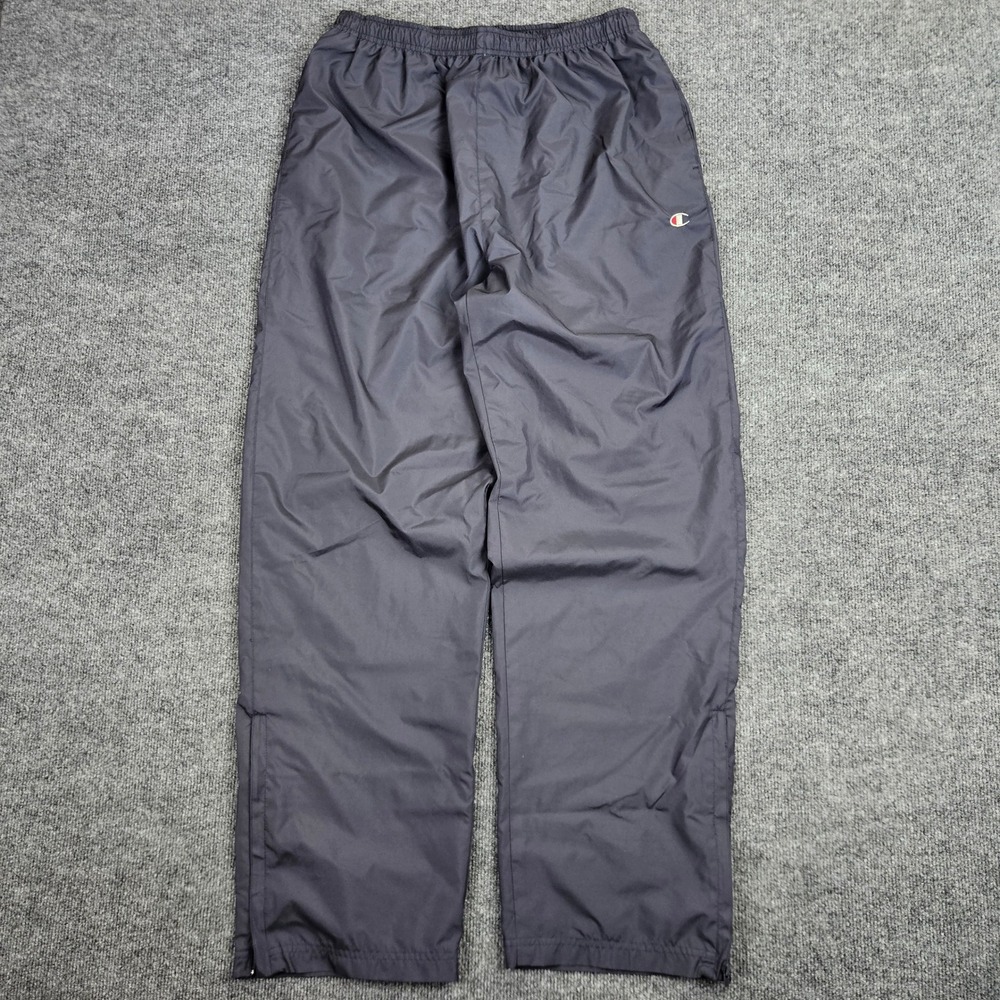 Champion Windbreaker Track Pants Men's L Blue/Gray Baggy Ankle Zip Y2K Vintage